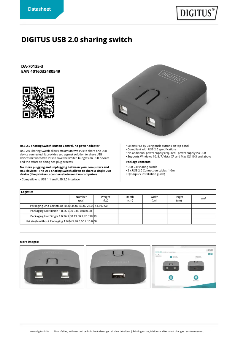 Page n°1 - Fiche technique Digitus DA-70135-3