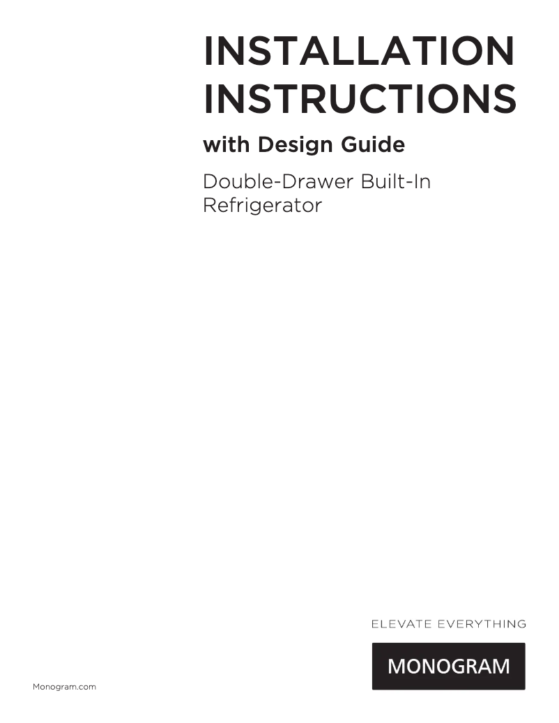 Page 1 de la notice Guide d'installation GE ZIDS240PSS