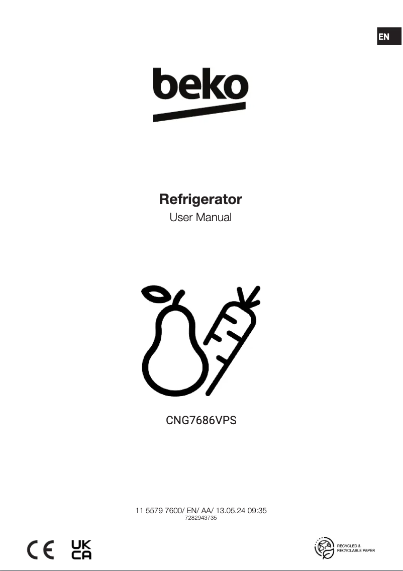 Page n°1 - Manuel utilisateur Beko CNG7686VPS