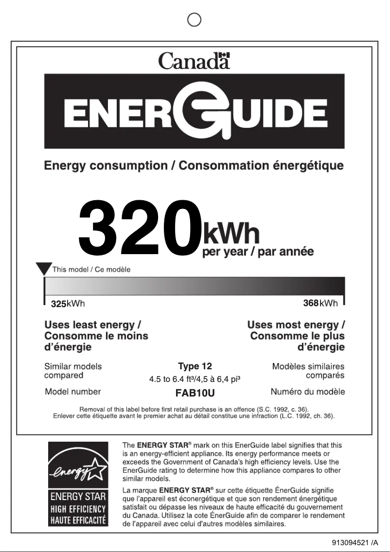 Page n°1 - Label énergétique Smeg FAB10URCR3