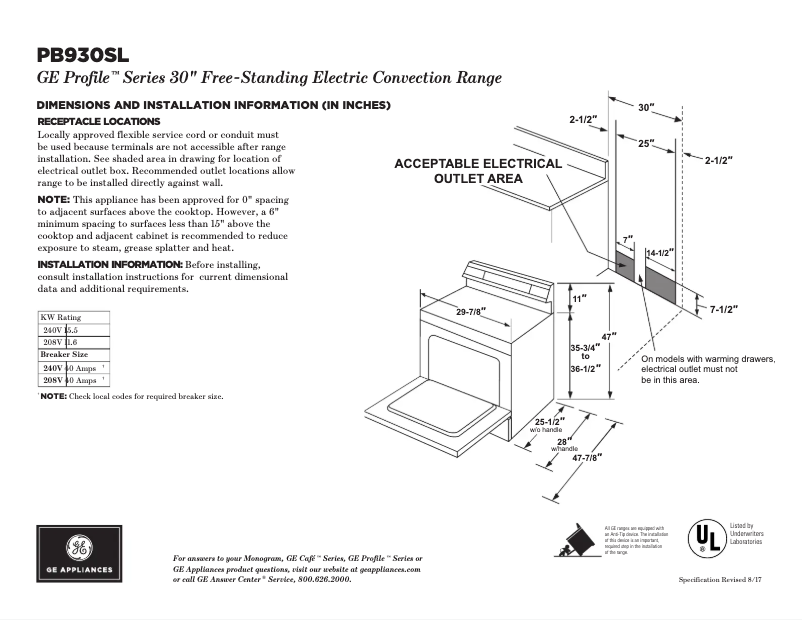 Imagen de la primera página del manual del dispositivo Profile PB930SLSS