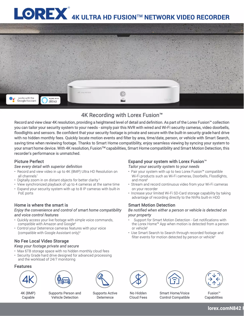 Página 1 del manual Ficha técnica Lorex X-N84282T-48ABSK