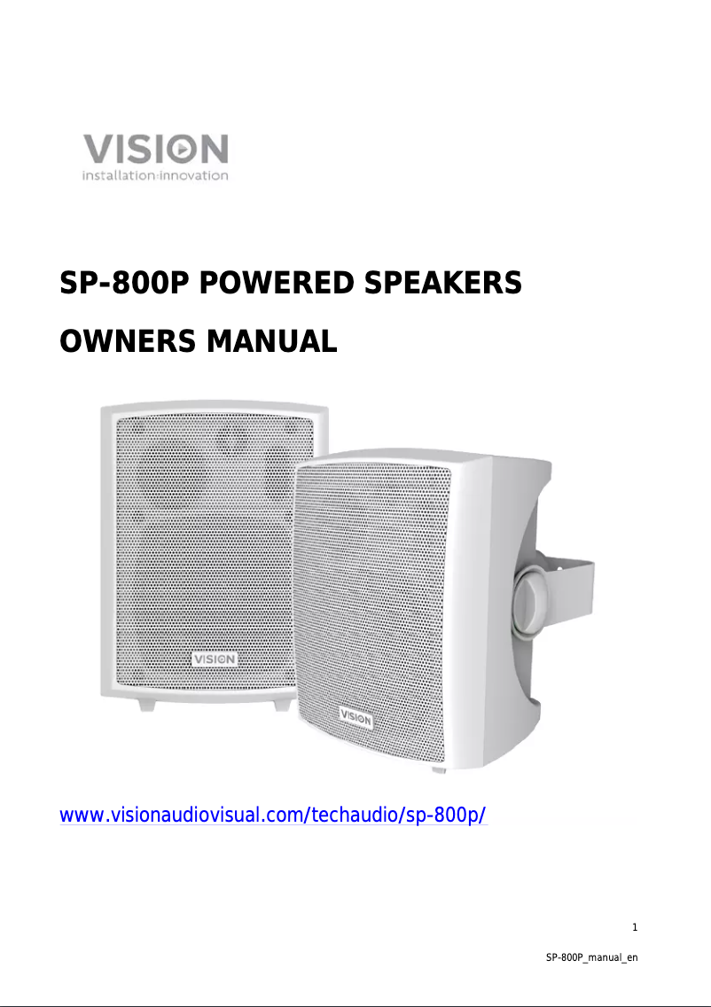 Página 1 del manual Manual de usuario Vision SP-800P