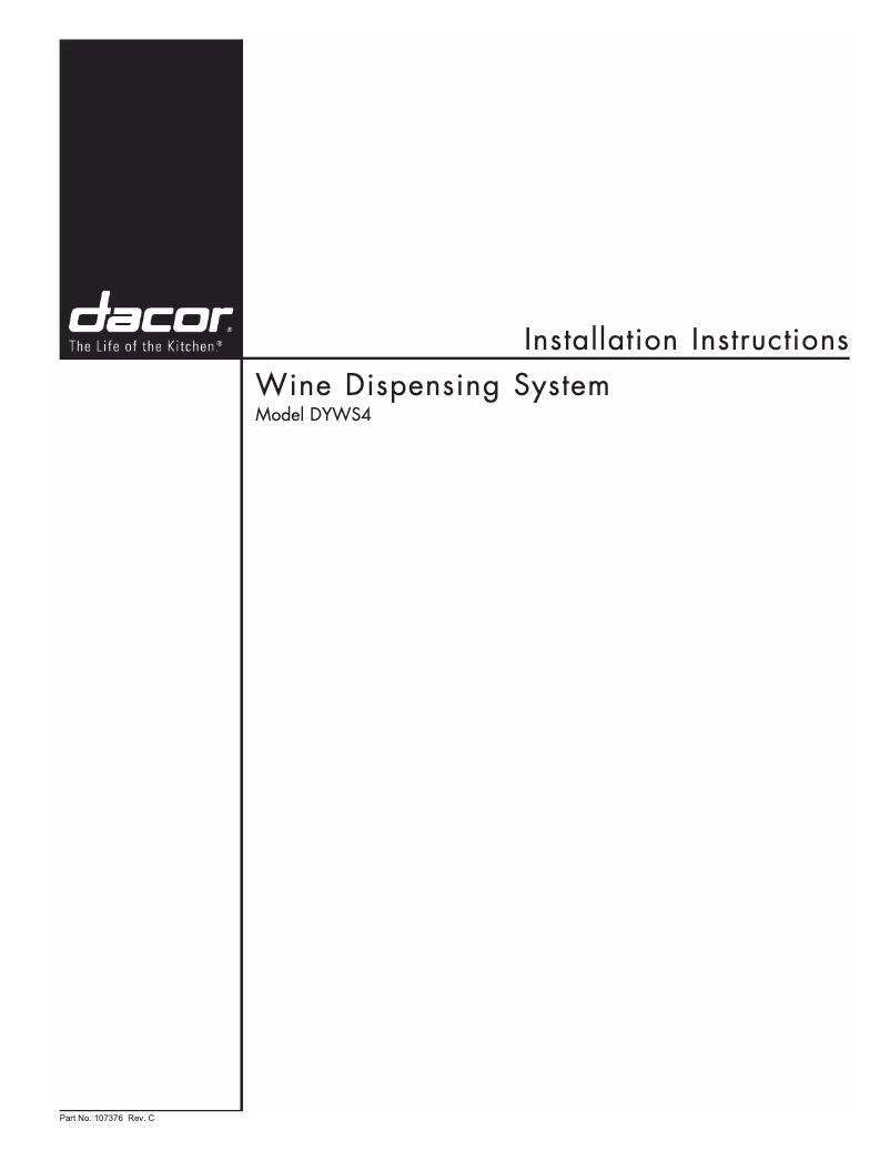 Page 1 de la notice Guide d'installation Dacor DYWS4