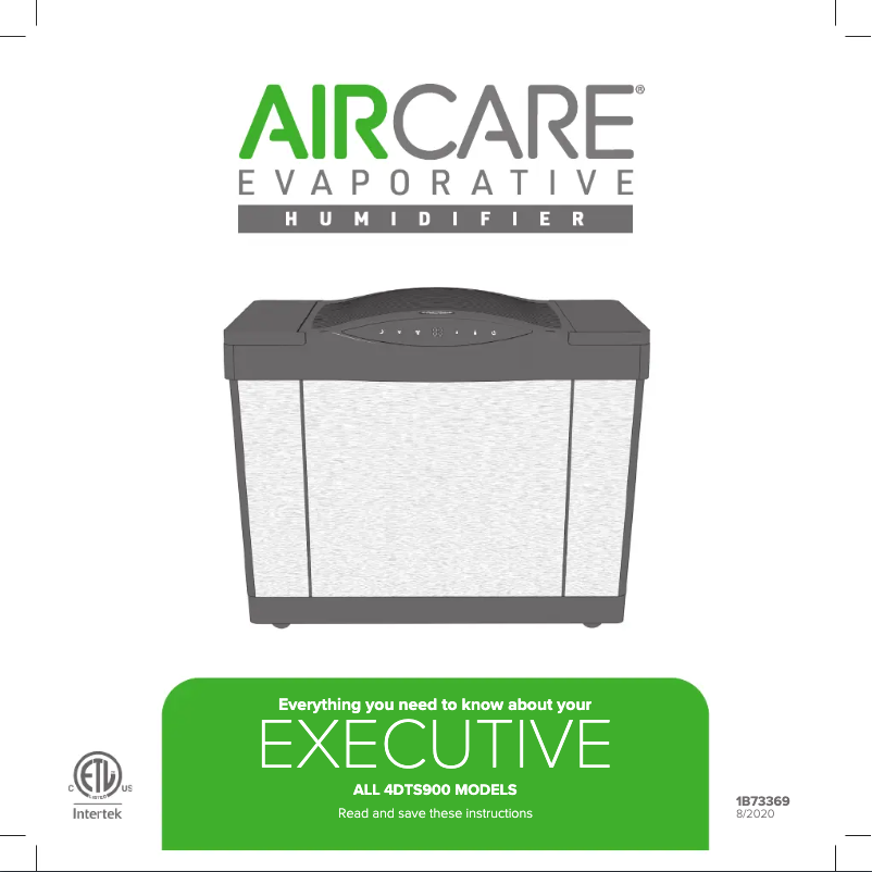 Page n°1 - Manuel d'utilisation et d'entretien AirCare Executive 4DTS900