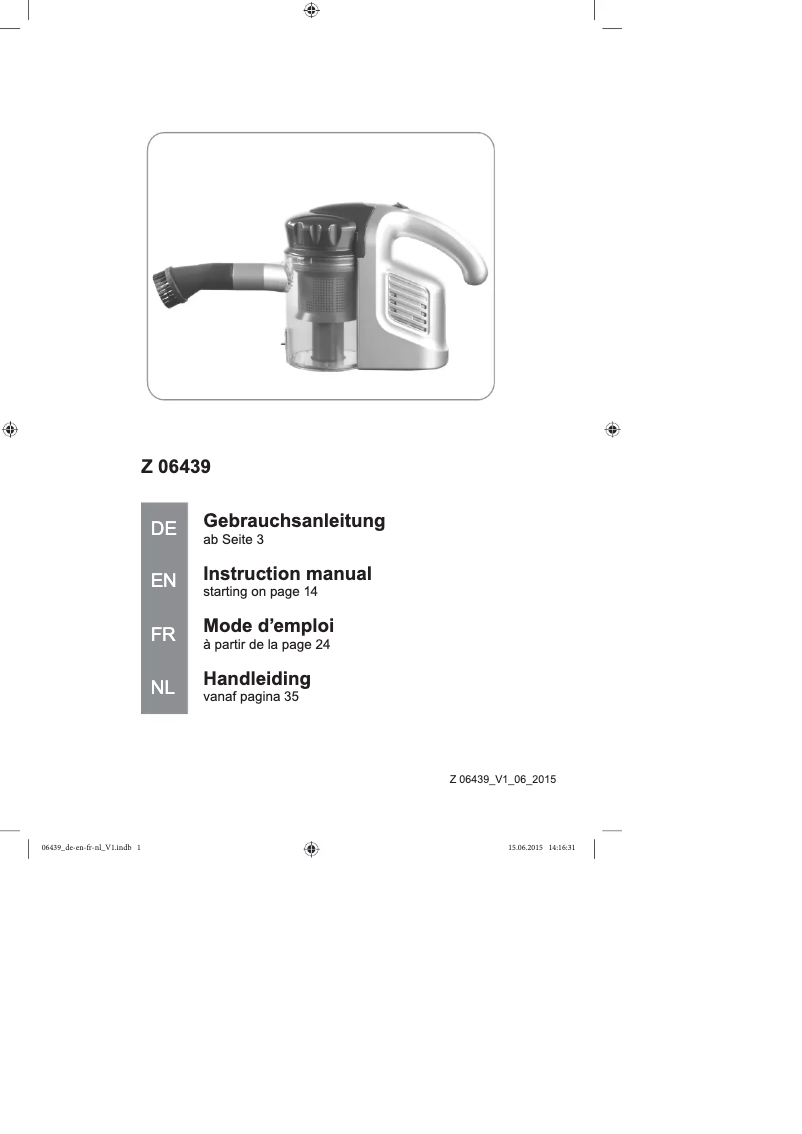 Page 1 de la notice Manuel utilisateur Cleanmaxx Z 06439