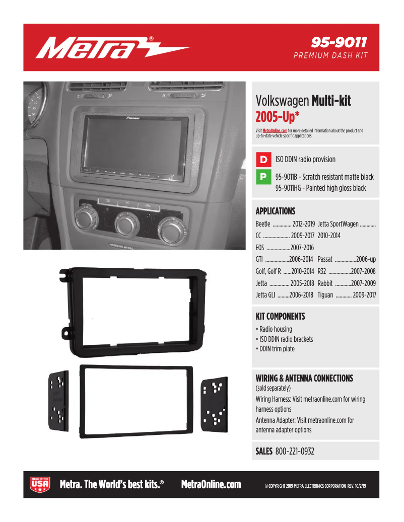 Page n°1 - Fiche technique Metra 95-9011HG