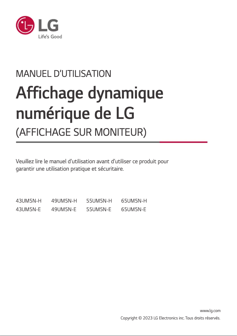 Page n°1 - Manuel utilisateur LG 43UM5N-E