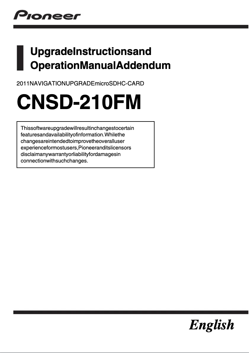 Page n°1 - Manuel utilisateur Pioneer CNSD-210FM
