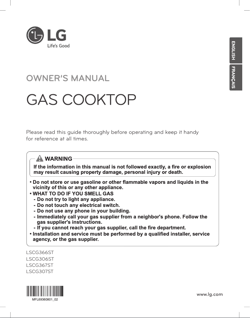 Imagen de la primera página del manual del dispositivo LSCG306ST