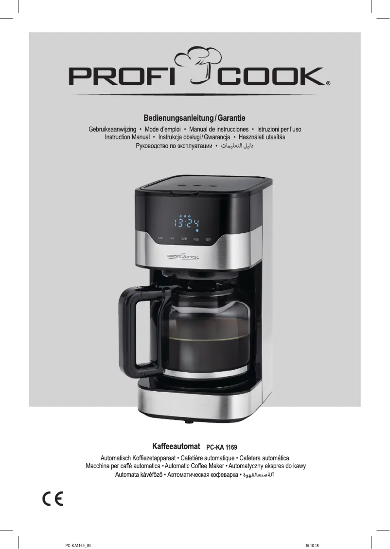 Page 1 de la notice Manuel utilisateur ProfiCook PC-KA 1169