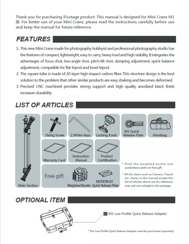 Image de la première page du manuel de l'appareil M1-III