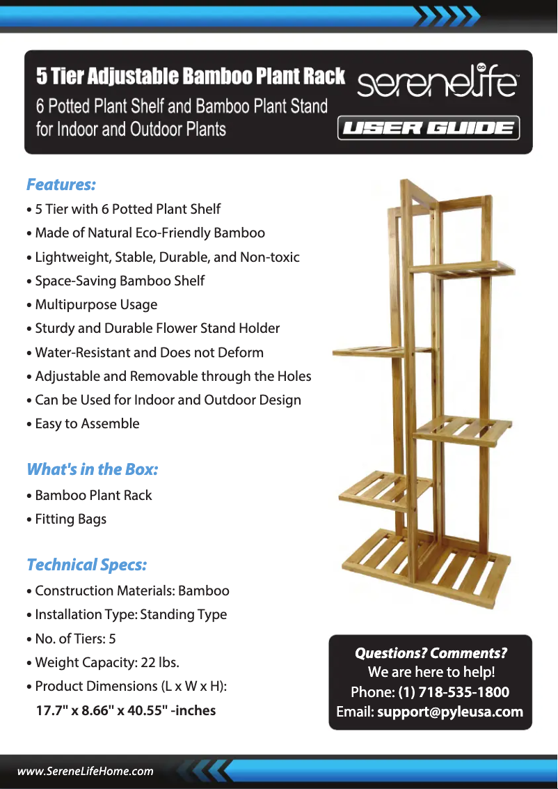 Page n°1 - Manuel utilisateur SereneLife SLPLTRK72