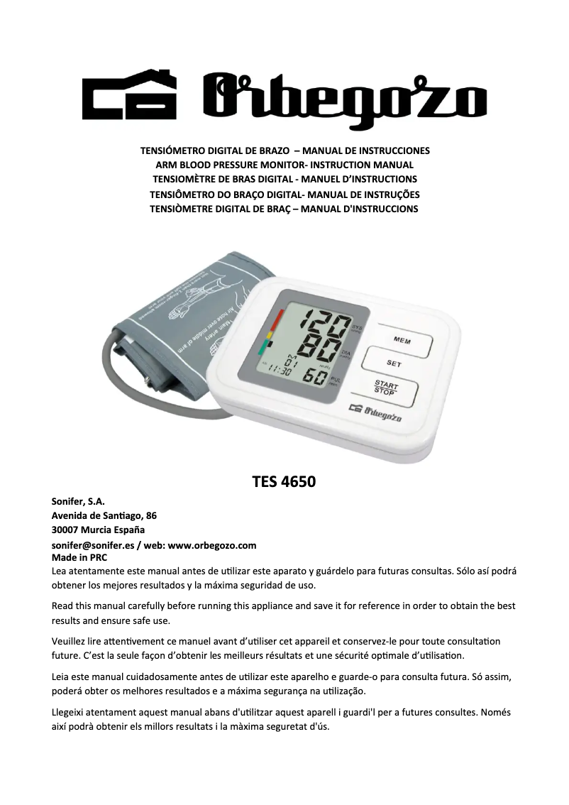 Page n°1 - Manuel utilisateur Orbegozo TES 4650