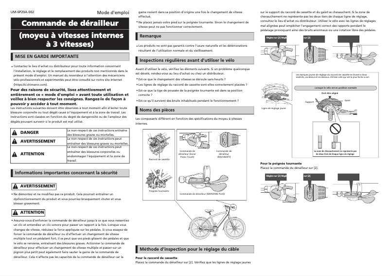 Page 1 de la notice Manuel utilisateur Shimano SL-3S42E