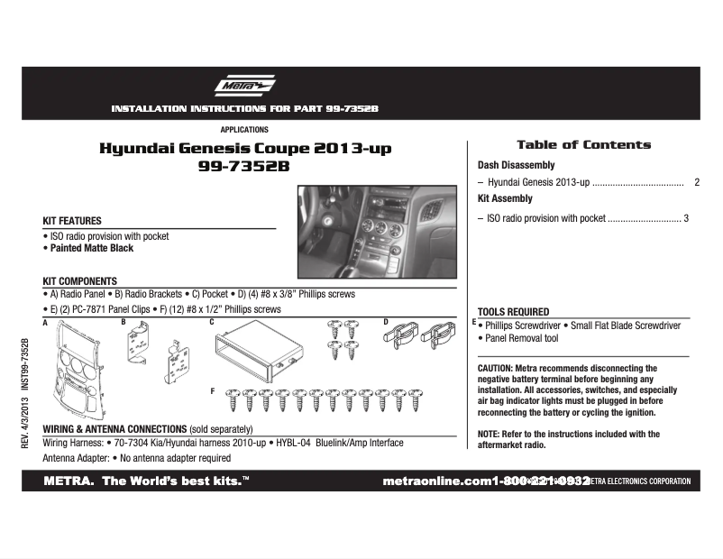 Image de la première page du manuel de l'appareil 99-7352B