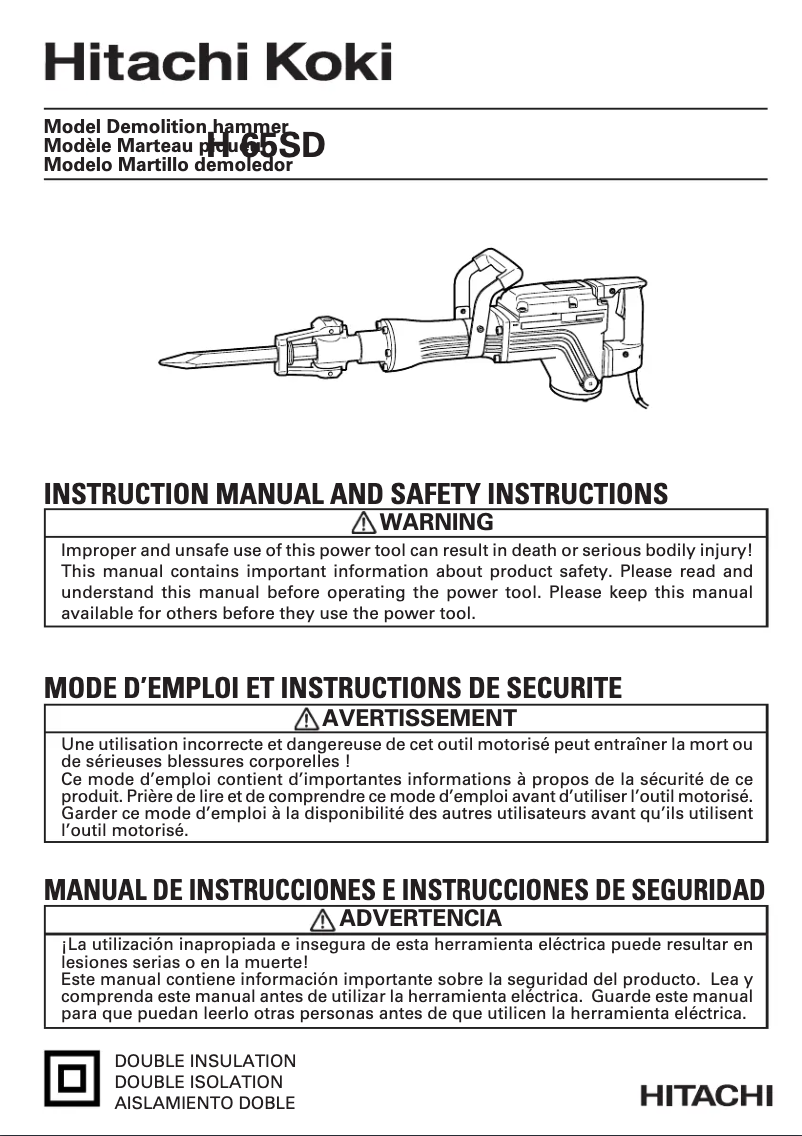 Page n°1 - Manuel utilisateur Hitachi H 65SD