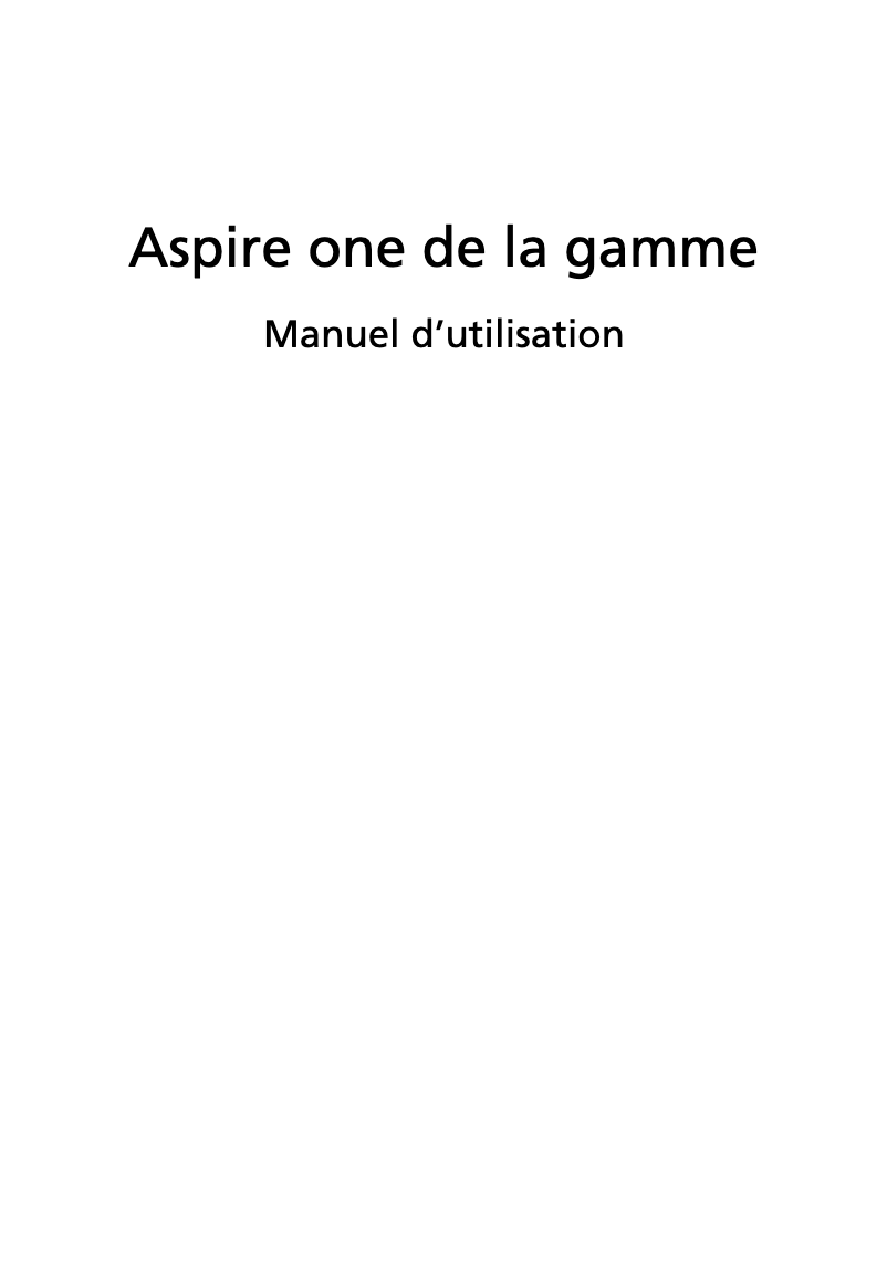 Image de la première page du manuel de l'appareil Aspire one Pro