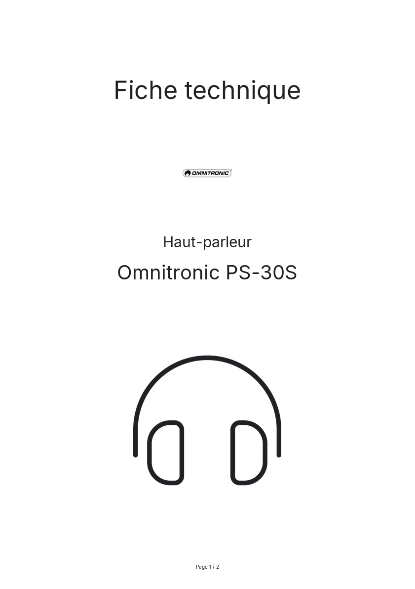 Page n°1 - Fiche technique Omnitronic PS-30S