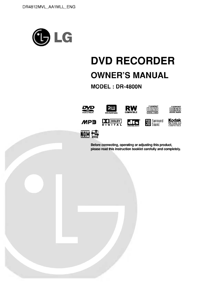 Page n°1 - Manuel utilisateur LG DR4812MVL