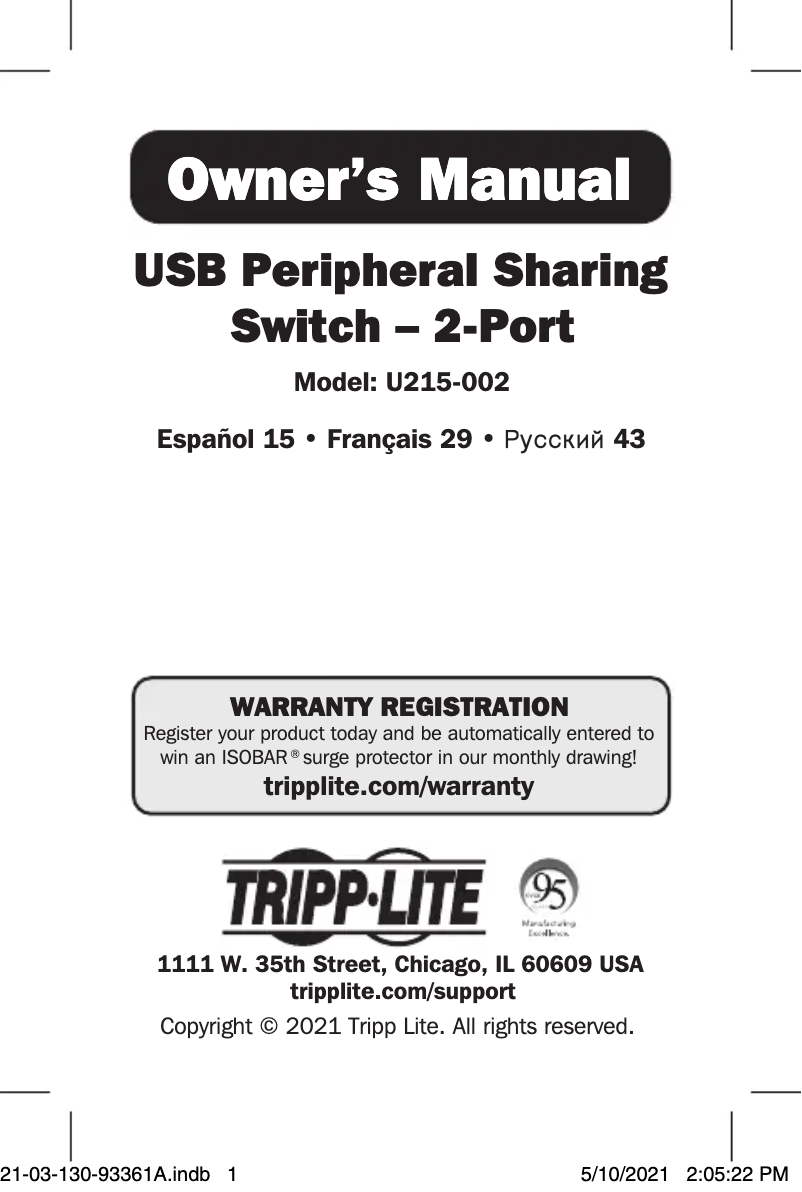 Página 1 del manual Manual de usuario Tripp Lite U215-002