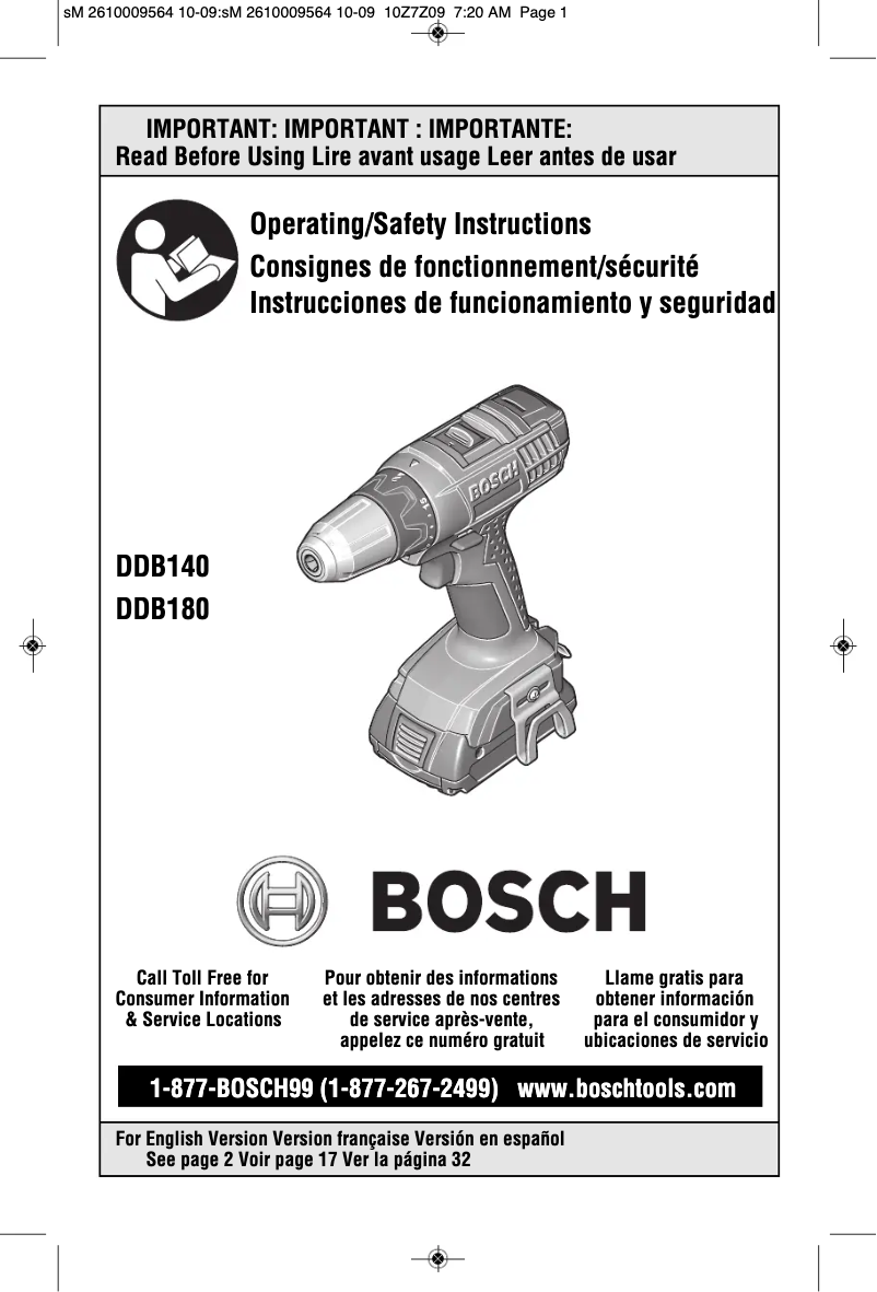 Page 1 de la notice Manuel utilisateur Bosch DDS181-03