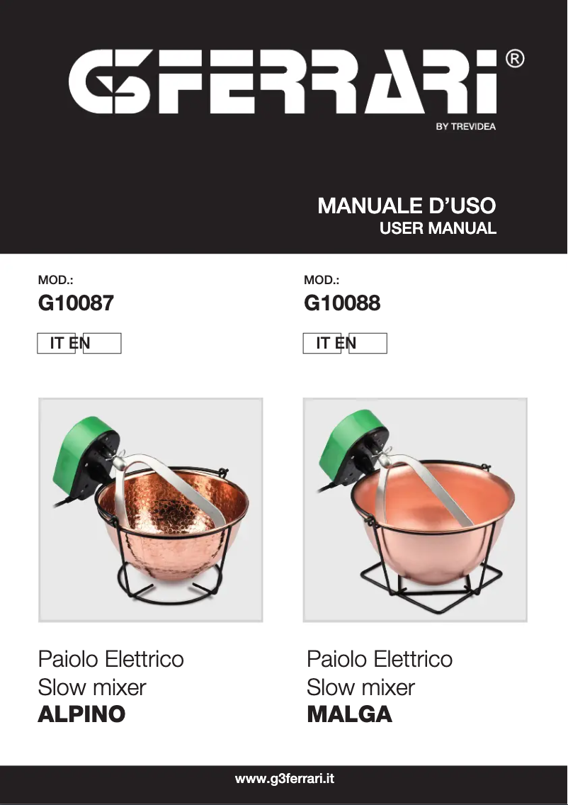 First page image of the manual for Malga