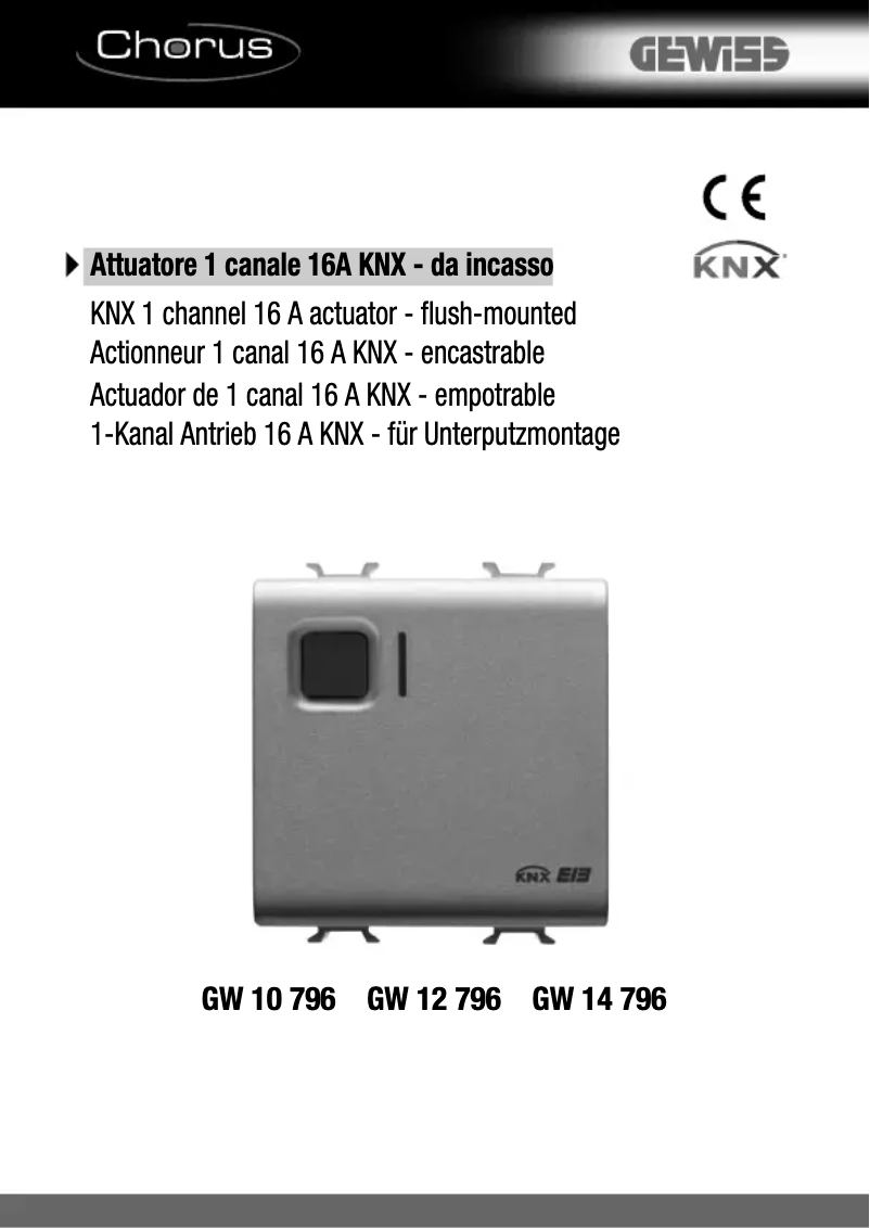 Page 1 de la notice Manuel utilisateur Gewiss GW14796