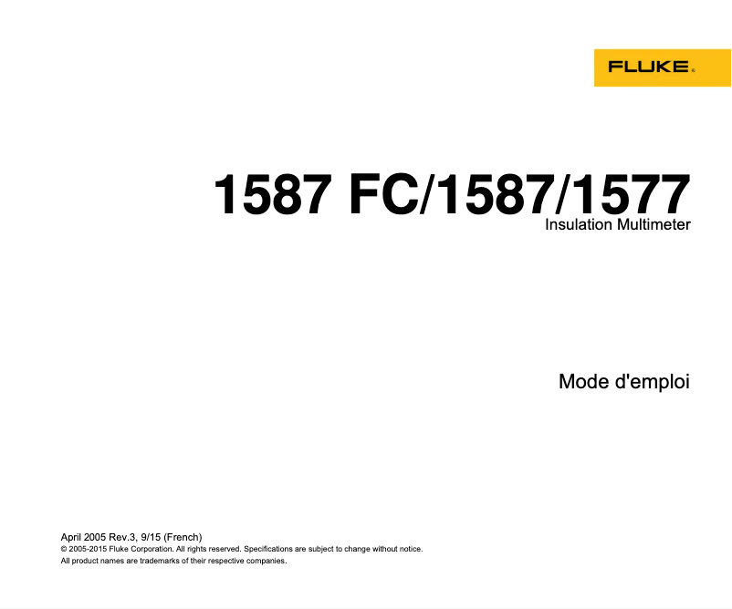 Image de la première page du manuel de l'appareil 1587 FC