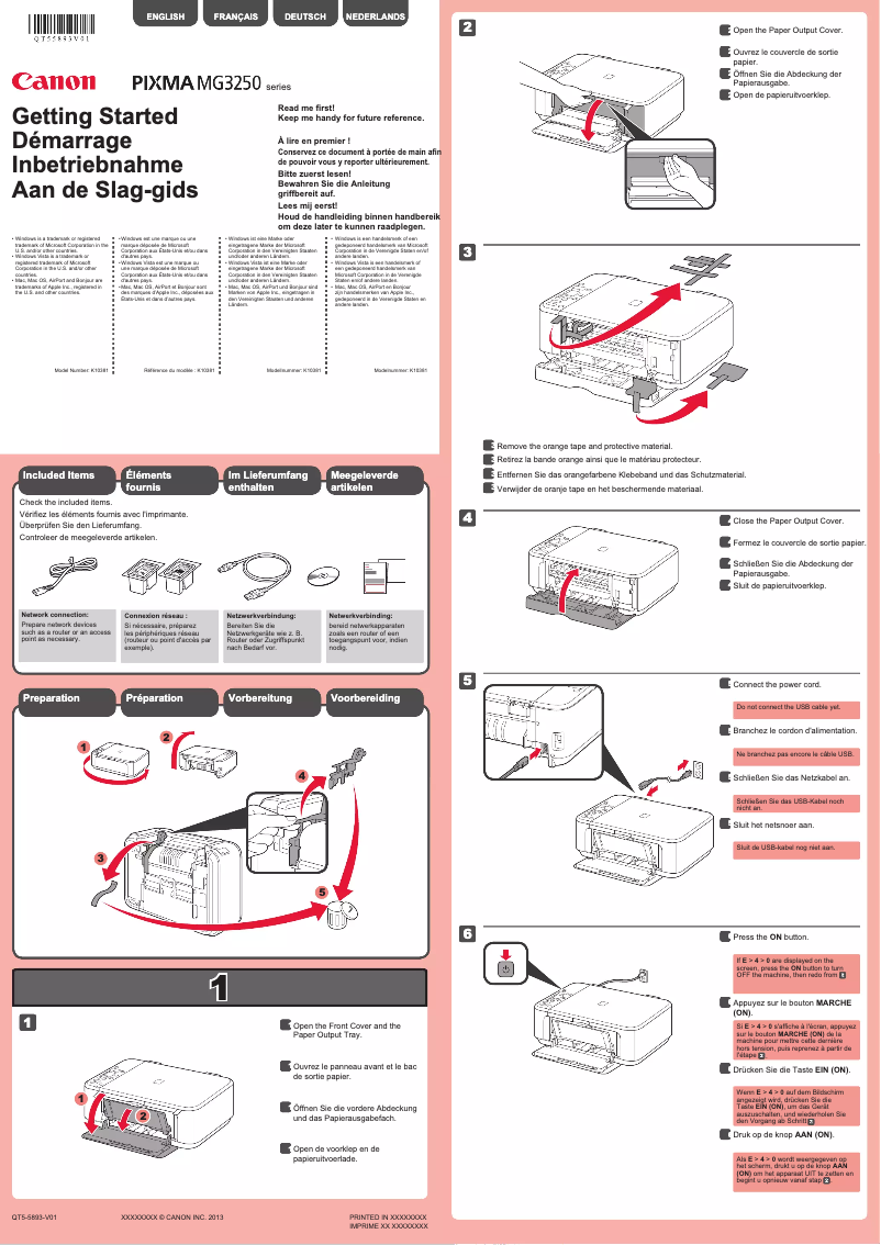 Image de la première page du manuel de l'appareil Pixma MG3250