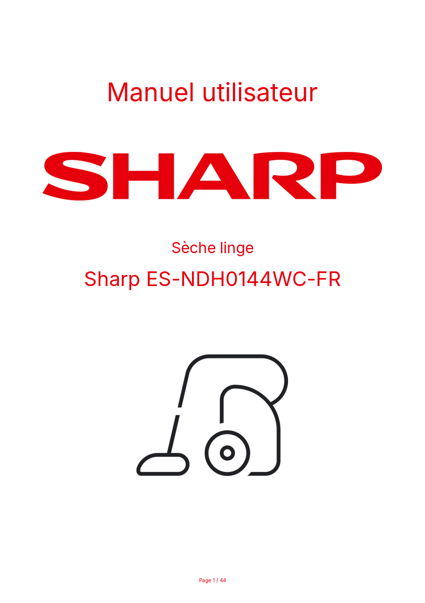 Image de la première page du manuel de l'appareil ES-NDH0144WC-FR