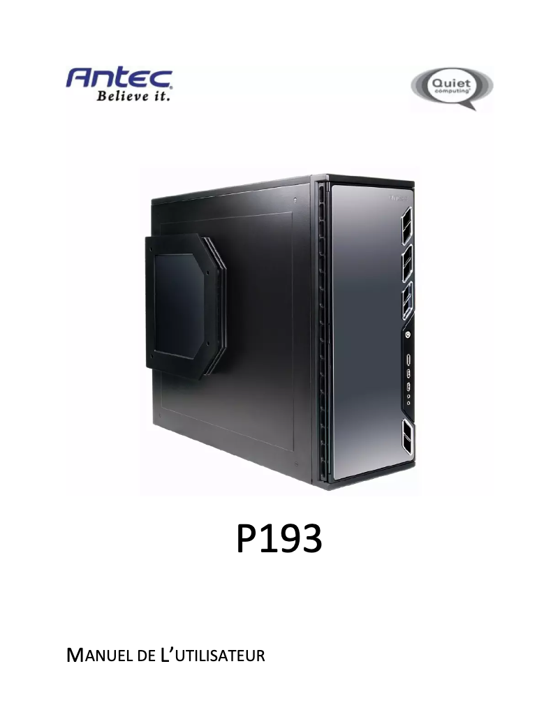 Page 1 de la notice Manuel utilisateur Antec 193 EU