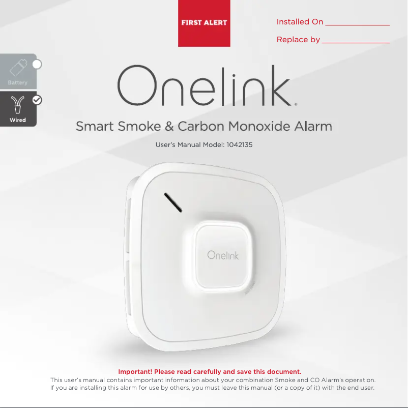 Page 1 de la notice Manuel utilisateur First Alert CO Alarm