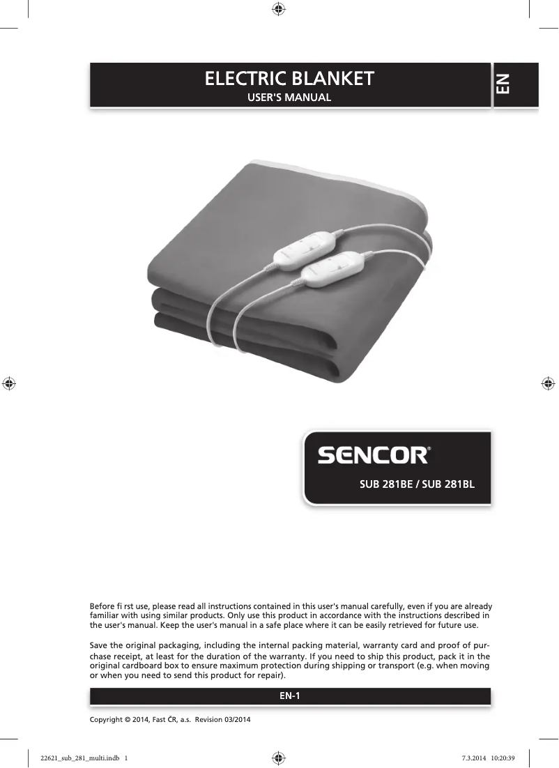 Page n°1 - Manuel utilisateur Sencor SUB 281BE