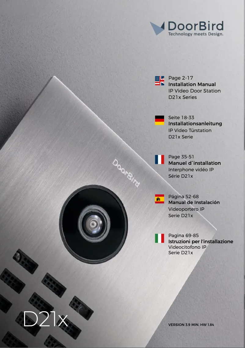 Page n°1 - Manuel utilisateur DoorBird D21x