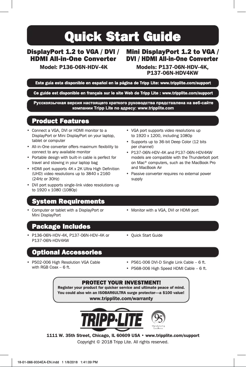 Image de la première page du manuel de l'appareil P136-06NHDV4KBP