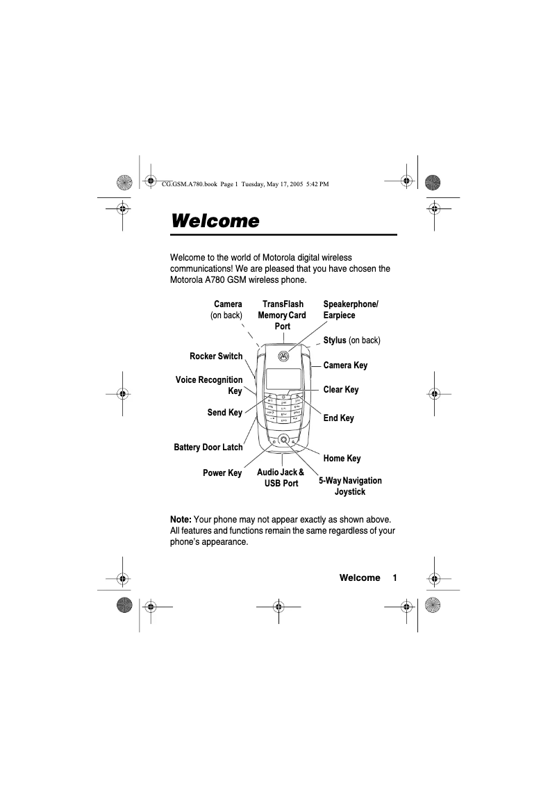 Page 1 de la notice Manuel utilisateur Motorola A780