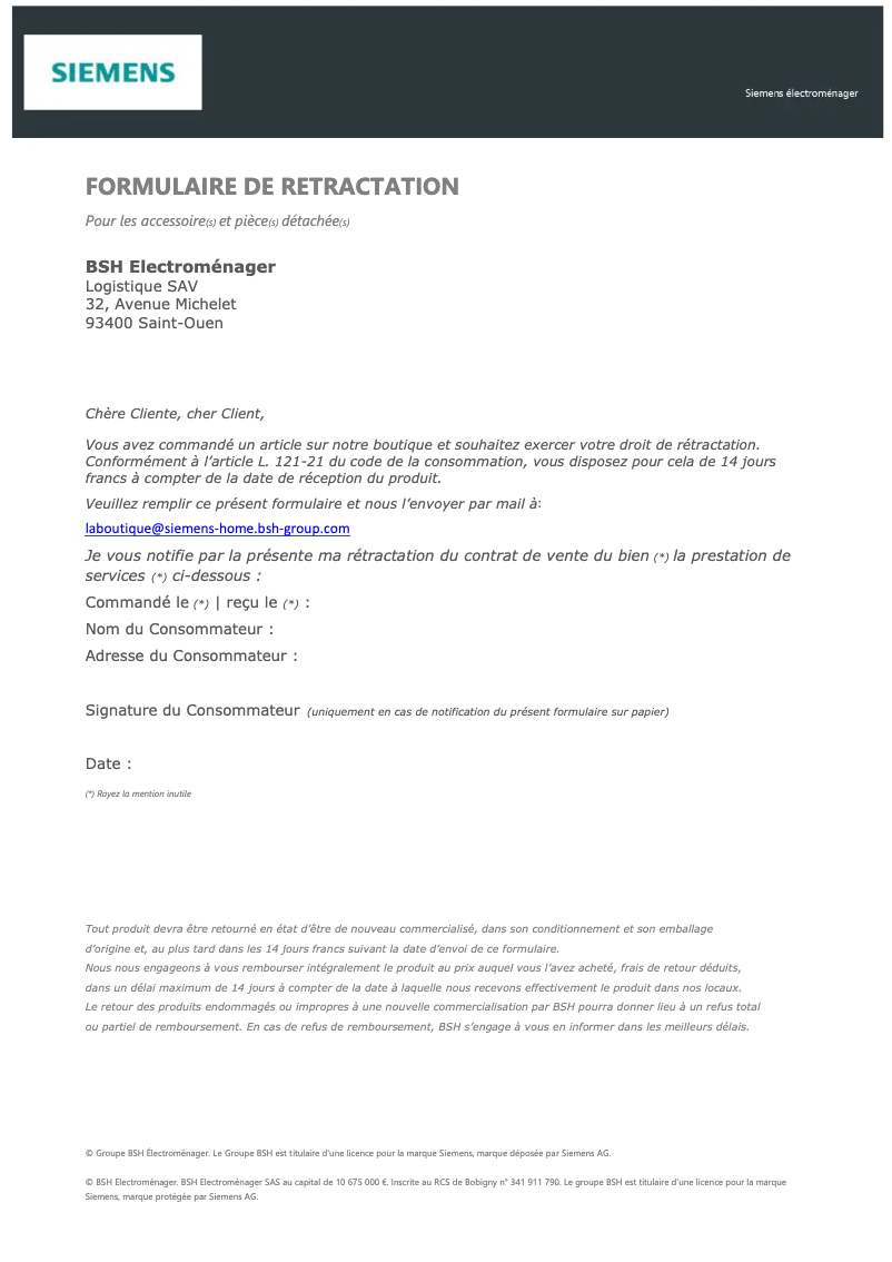 Page 1 de la notice Mode d'emploi Siemens SN73HX42VE
