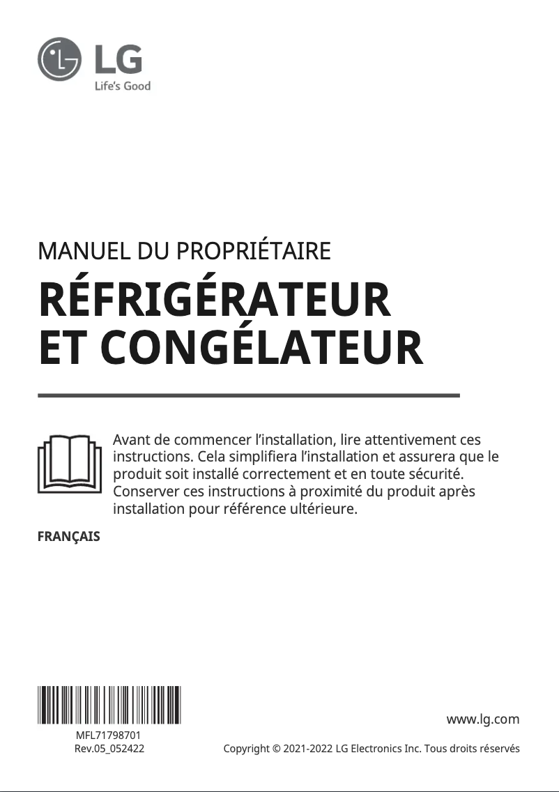 Page n°1 - Manuel utilisateur LG GSXB90MCDE