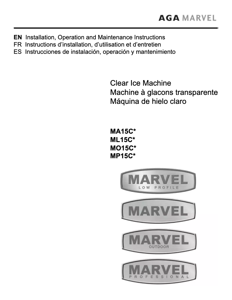 Page 1 de la notice Instructions / montage Marvel ML15CPG2RS