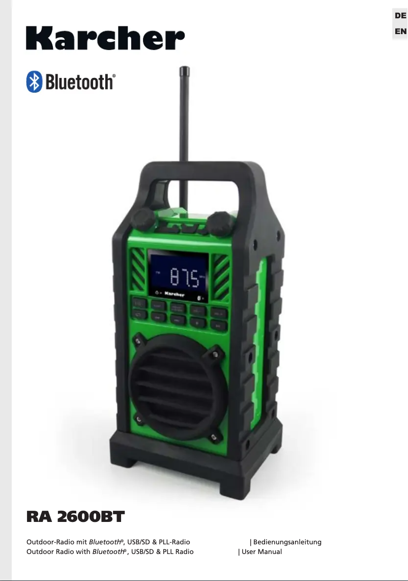 Page 1 of the manual User Manual Kärcher RA 2600BT