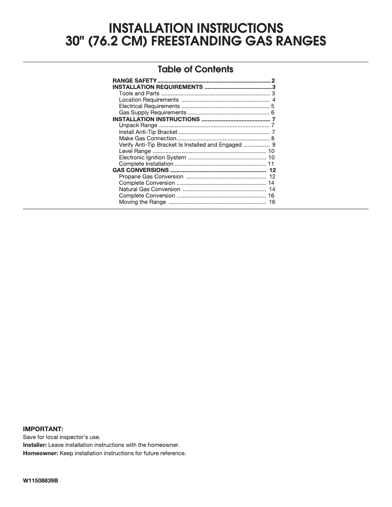 Page 1 de la notice Guide d'installation Amana AGR4203MNW