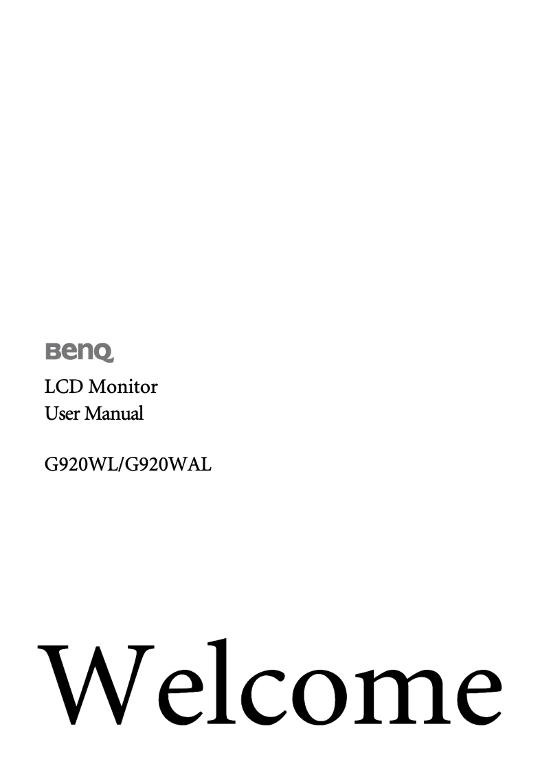 Page 1 de la notice Manuel utilisateur BenQ G920WL