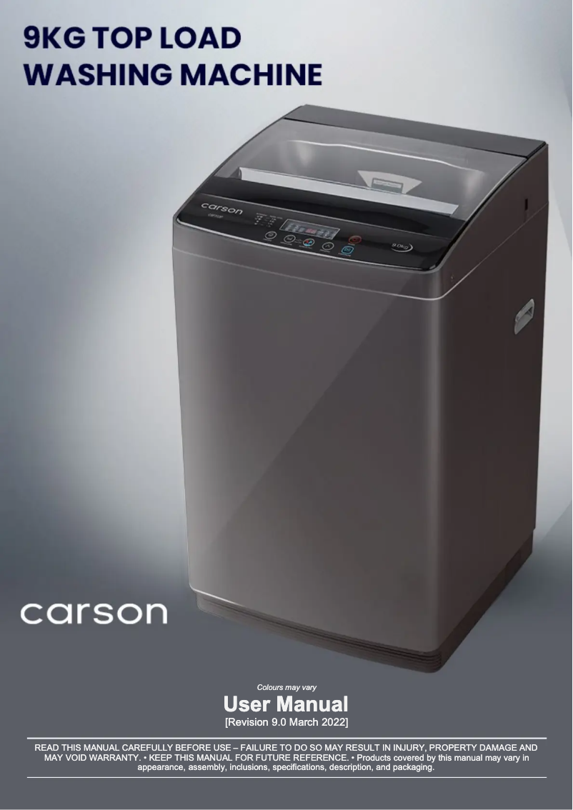 Page 1 de la notice Manuel utilisateur Carson CST9D3P