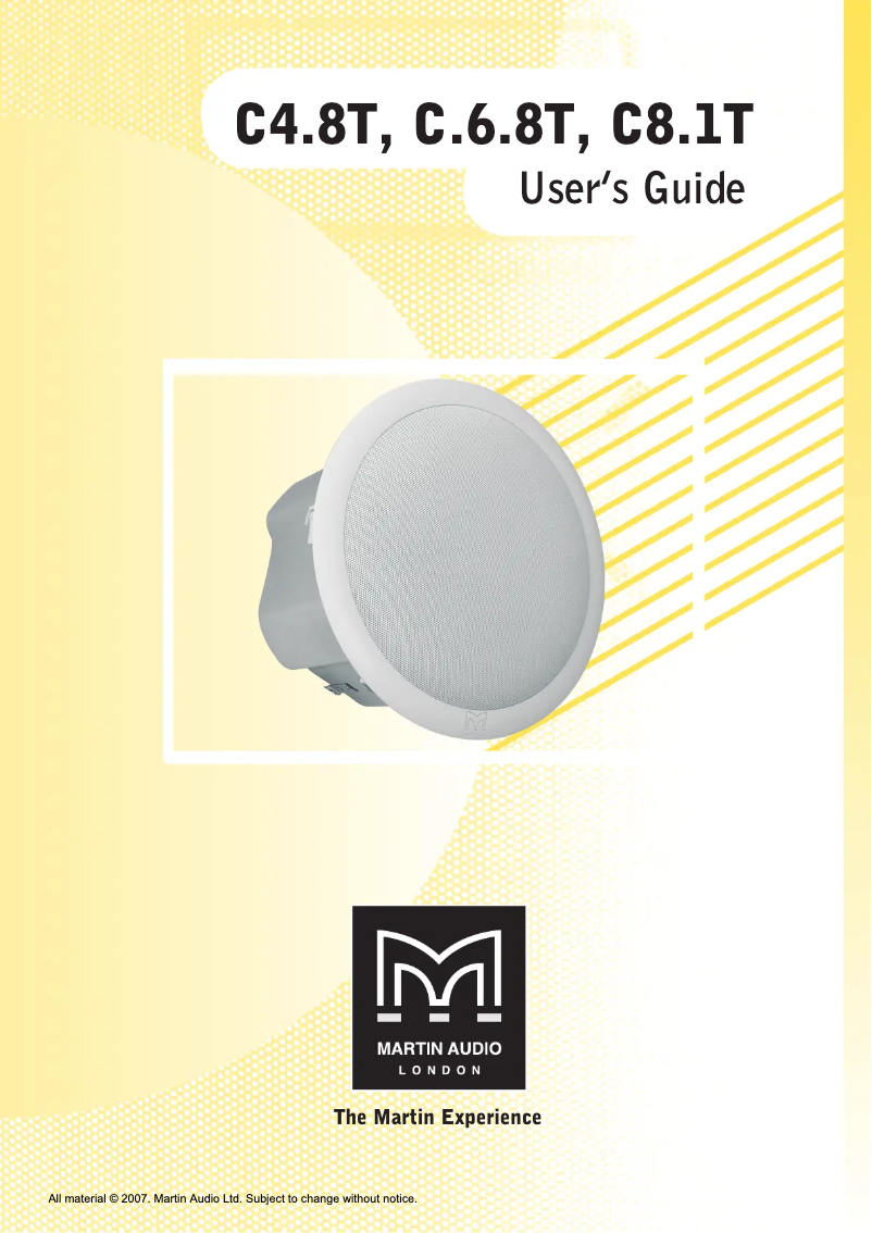 Page 1 de la notice Manuel utilisateur Martin Audio C8.1T