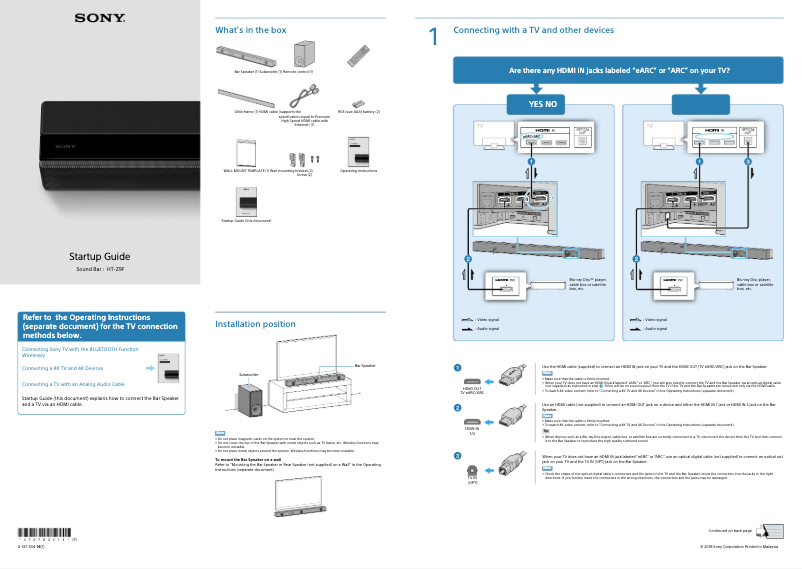 Imagen de la primera página del manual del dispositivo HT-Z9F