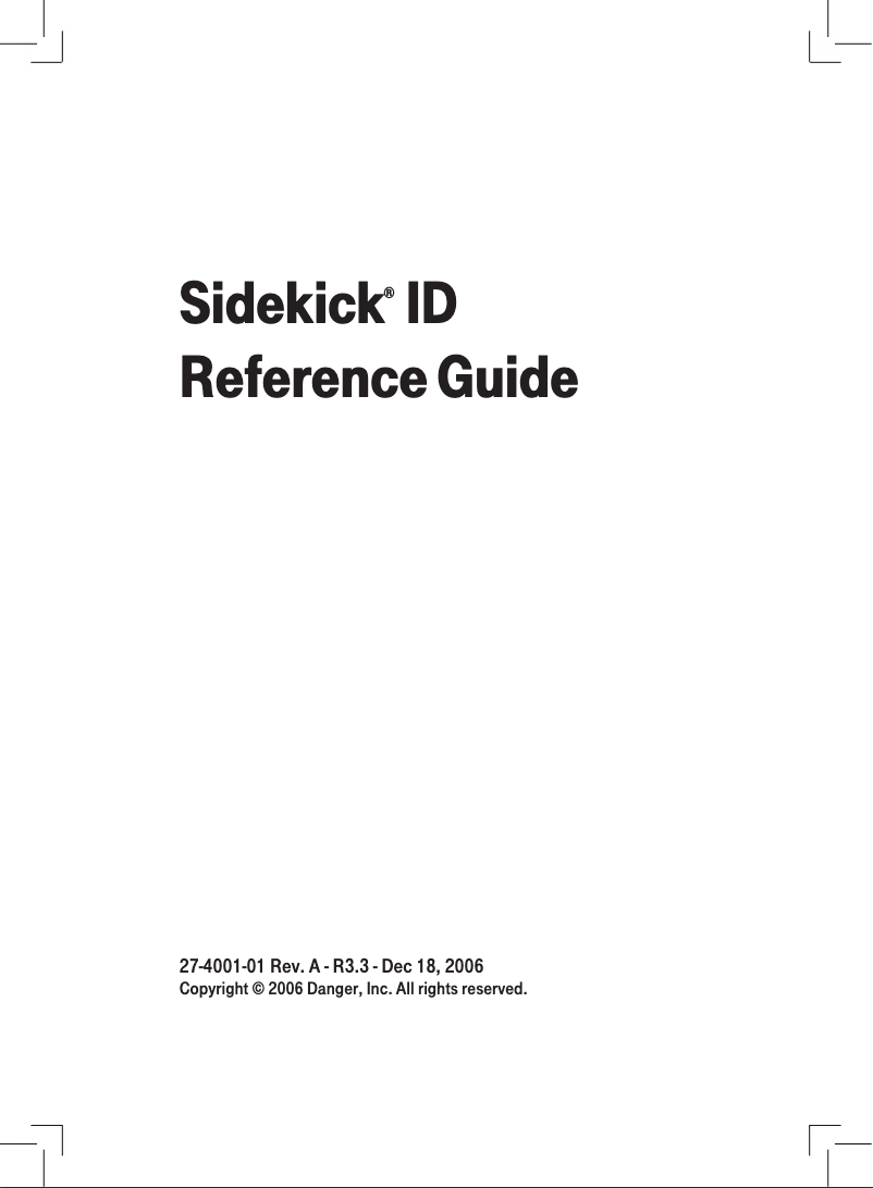 Page n°1 - Manuel utilisateur Sharp Sidekick ID