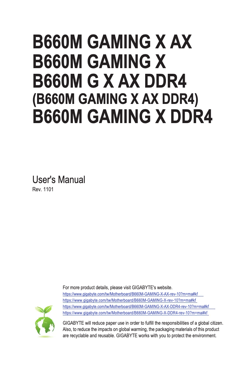 Imagen de la primera página del manual del dispositivo B660M Gaming X DDR4