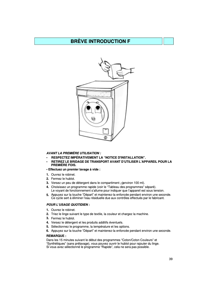 Page n°1 - Manuel utilisateur Bauknecht WA 4352