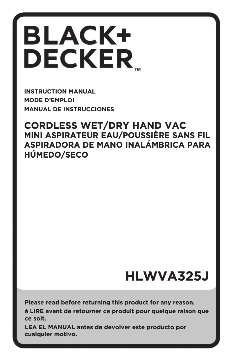 Page 1 de la notice Manuel utilisateur Black & Decker HLWVA325JF21